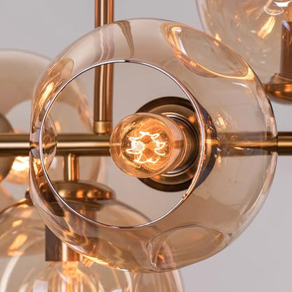 Orion Gold Linear Globe Chandelier – Bubble Glass Globes