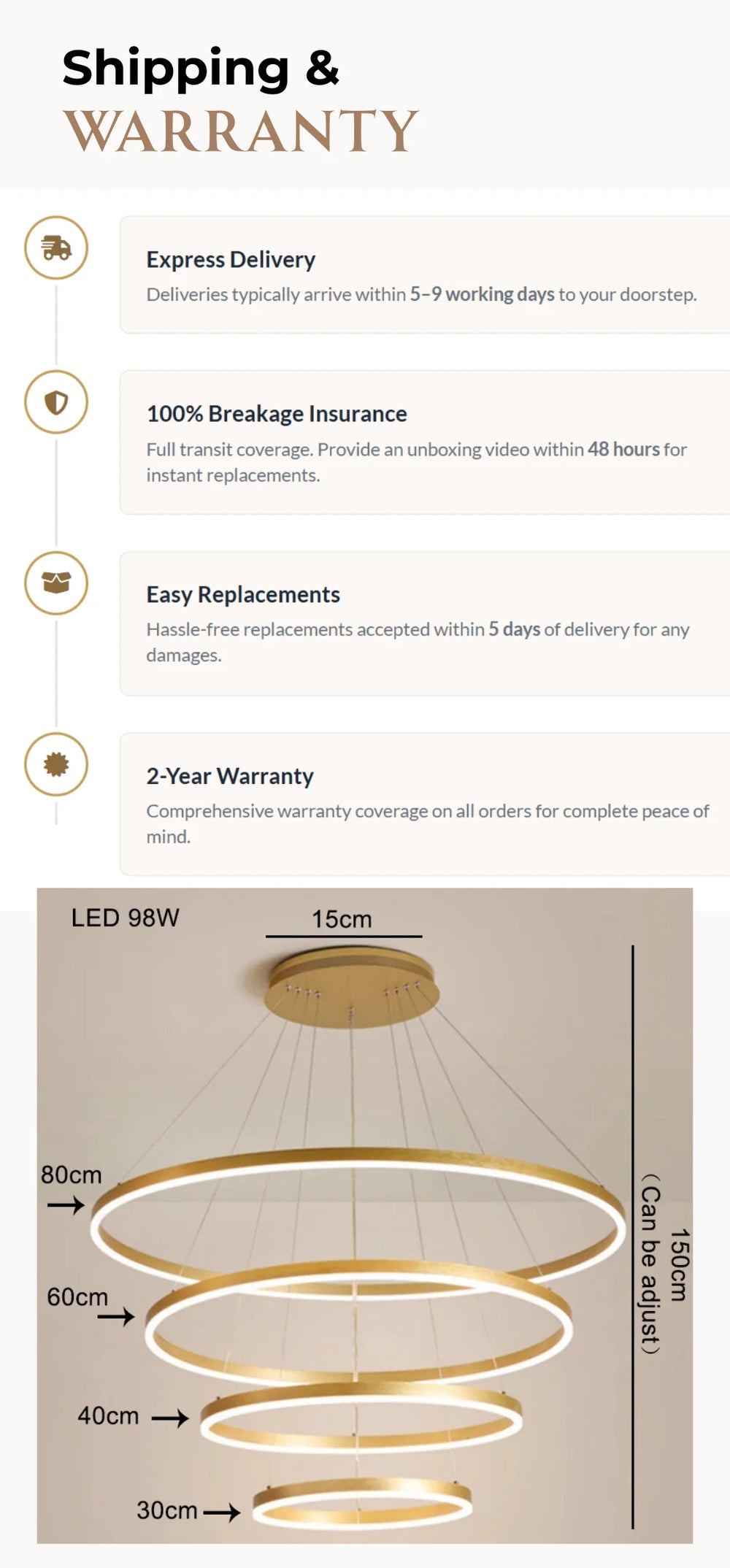 Four Rings Circle Chandelier – Modern Hanging Light