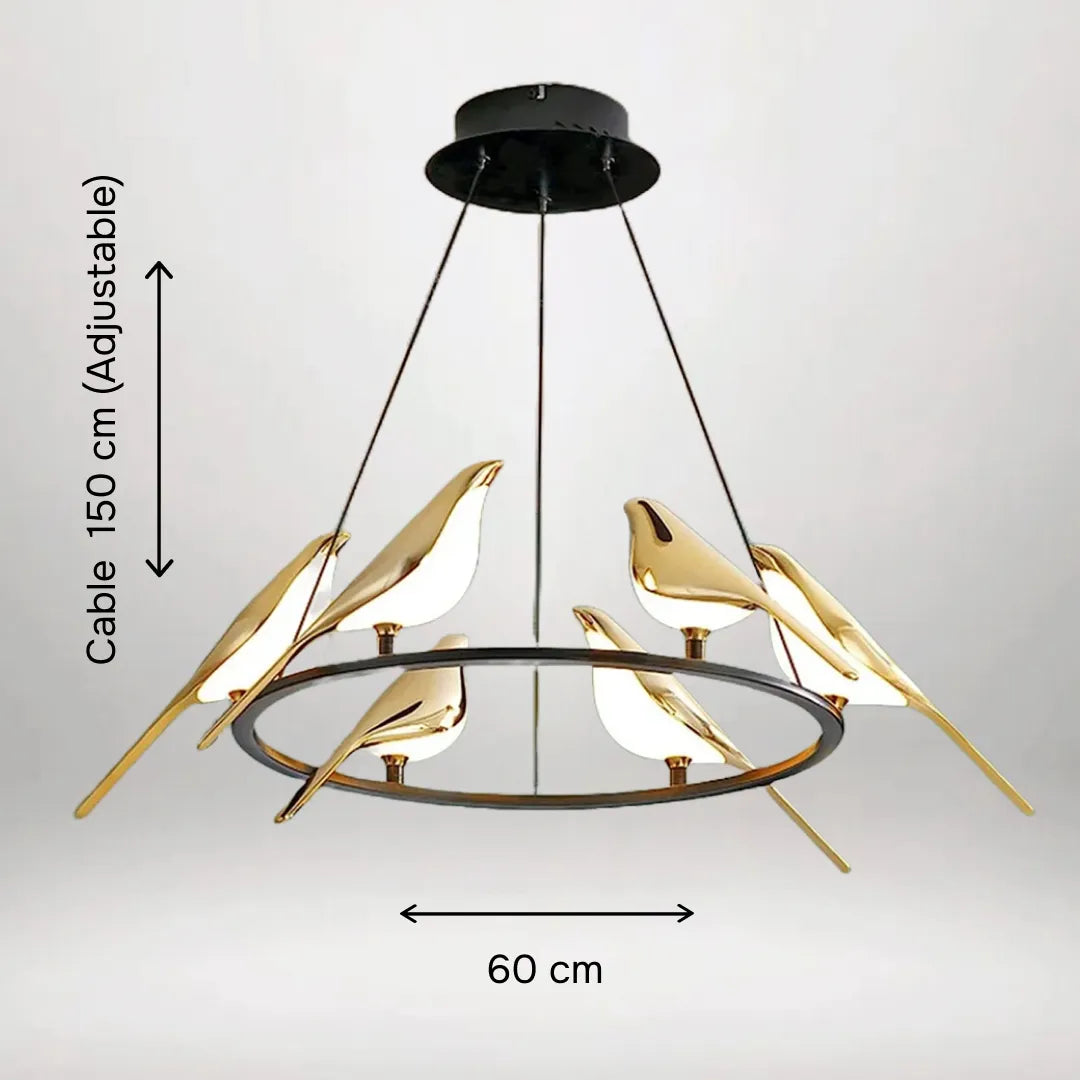 B&B 6 Light Bird Gold Hanging Light