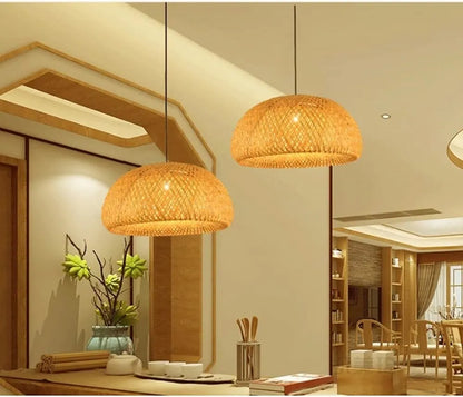 B&B Handwoven Bamboo Dome Pendant Light (Pack of 2)