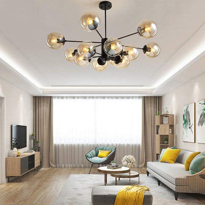 Monochrome Elegance Chandelier – Geometric Crystals & Chic