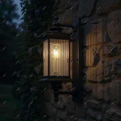 Bliss & Birch Vintage Outdoor Lantern Wall Light – Waterproof Exterior Sconce (Black / Coffee) - Bliss and Birch