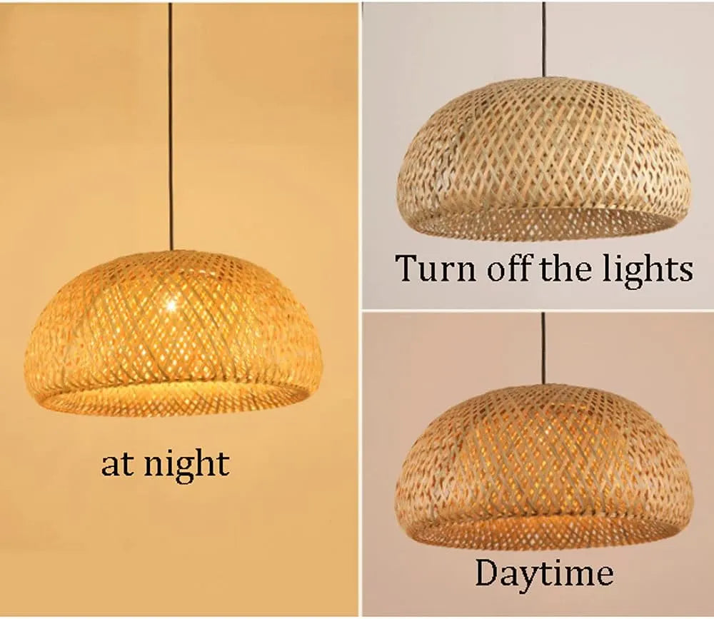 B&B Handwoven Bamboo Dome Pendant Light