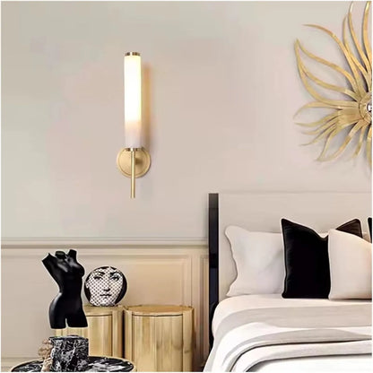 B&B Modern Vertical Frosted Glass Wall Sconce – Gold Finish