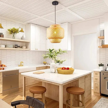 B&B Woven Bamboo Pendant Light – Double Layer Drum (Pack of 2)