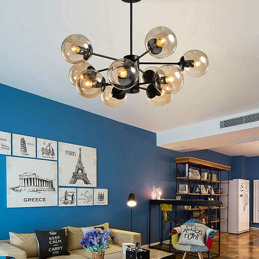 Monochrome Elegance Chandelier – Geometric Crystals & Chic