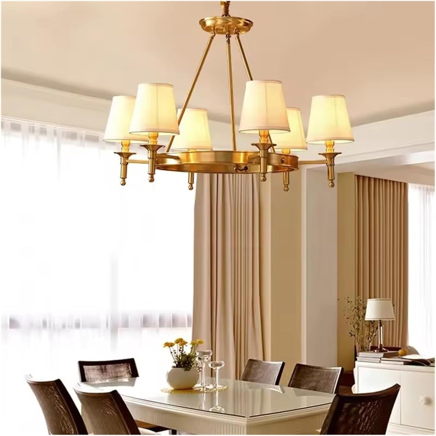 Brass Modern Chandelier – 74 cm Golden Showstopper