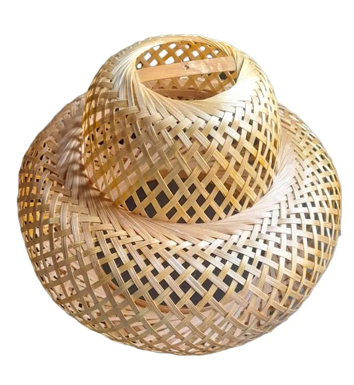 B&B Handwoven Cane Double Dome Pendant Lamp