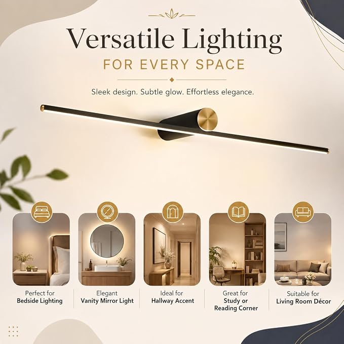 B&B Modern Black & Gold LED Wall Light