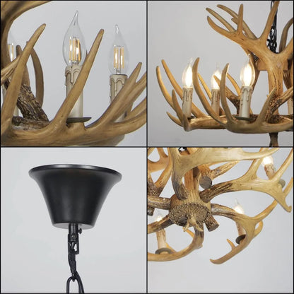 Rustic Antler Chandelier – Faux Antlers & Candle‑Style Light