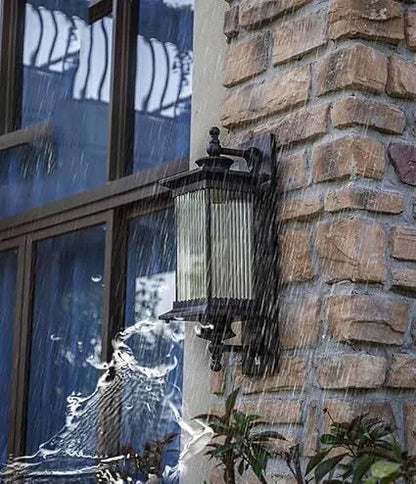 Bliss & Birch Vintage Outdoor Lantern Wall Light – Waterproof Exterior Sconce (Black / Coffee)