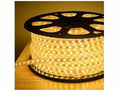 Warm white LED rope light coiled on a reel