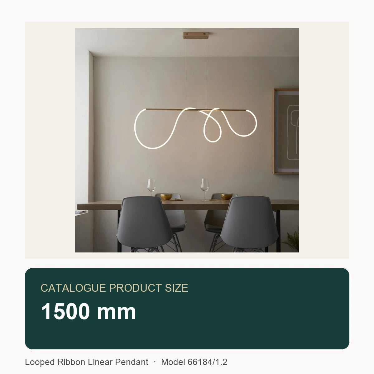 Looped Ribbon Linear Pendant catalogue size 1500 mm; model 66184/1.2