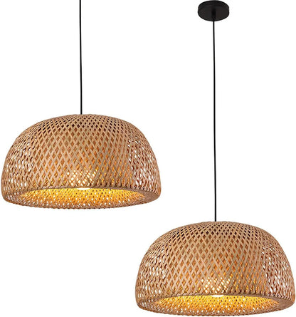 B&B Handwoven Bamboo Dome Pendant Light (Pack of 2)