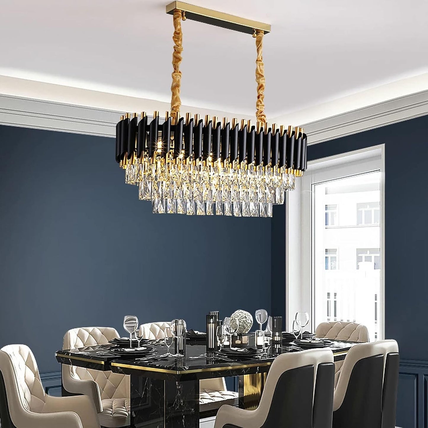 Opulent Onyx Gold Chandelier – Warm Elegant Glow