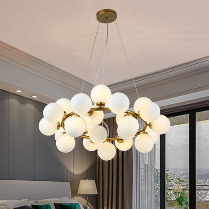 25‑Globe Gold Sphere Chandelier – Modern Radiance