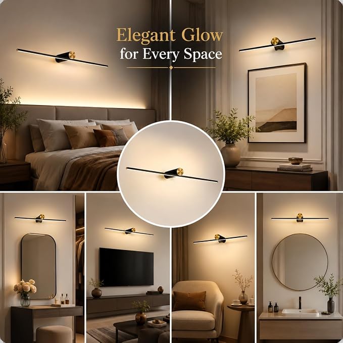 B&B Modern Black & Gold LED Wall Light