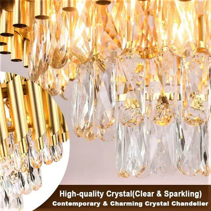 Golden Glow Crystal Chandelier – Brilliant Ambient Lighting