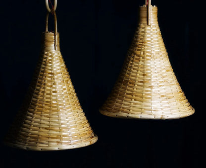 B&B Handcrafted Bamboo Woven Cone Pendant Light (Pack of 2)