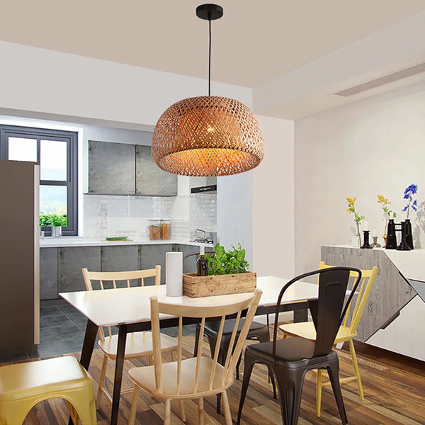 B&B Handwoven Bamboo Dome Pendant Light (Pack of 2)