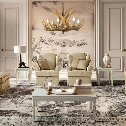 Rustic Antler Chandelier – Faux Antlers & Candle‑Style Light