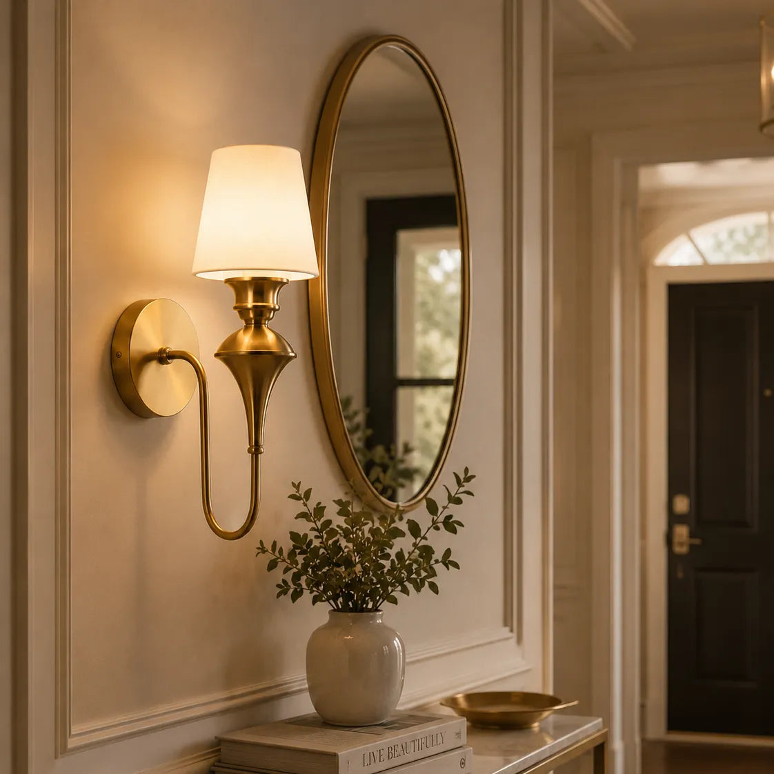 B&B Single Glass Wall Sconce Light Traditonal - Bliss and Birch