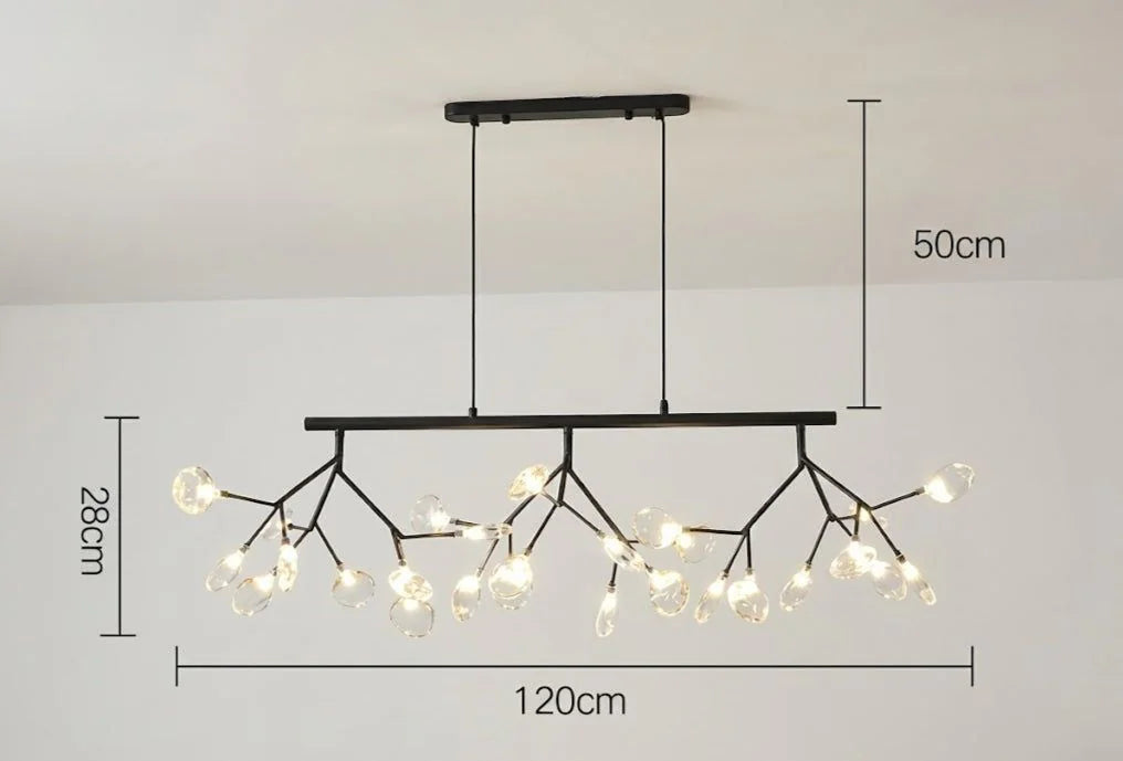 Nova Branching Linear Chandelier – Matte Black & Smokey