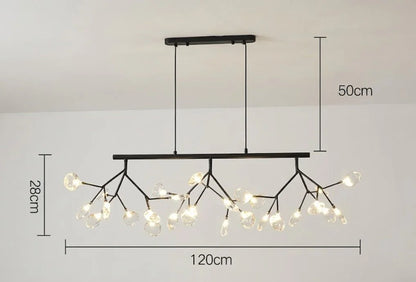 Nova Branching Linear Chandelier – Matte Black & Smokey