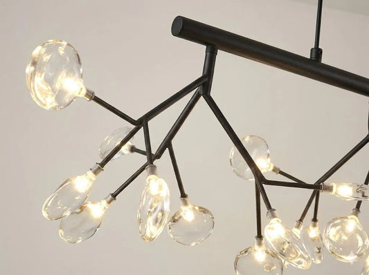 Nova Branching Linear Chandelier – Matte Black & Smokey