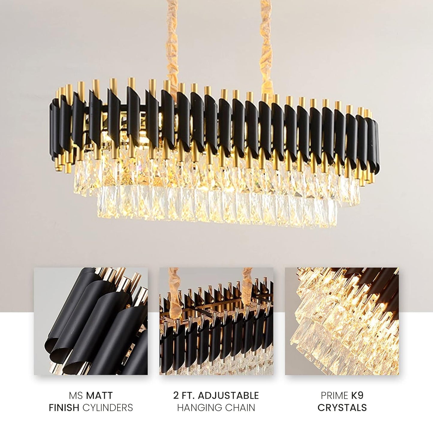 Opulent Onyx Gold Chandelier – Warm Elegant Glow