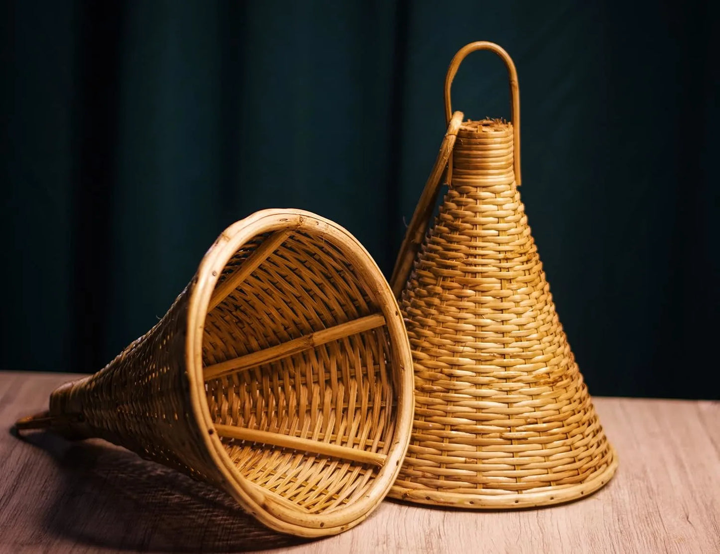 B&B Handcrafted Bamboo Woven Cone Pendant Light (Pack of 2)