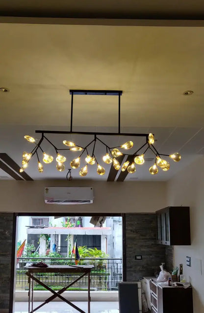 Nova Branching Linear Chandelier – Matte Black & Smokey