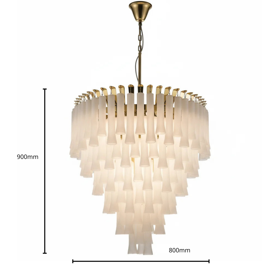 Aurelia Cascade Luxury Waterfall Chandelier – Frosted Glass & Gold
