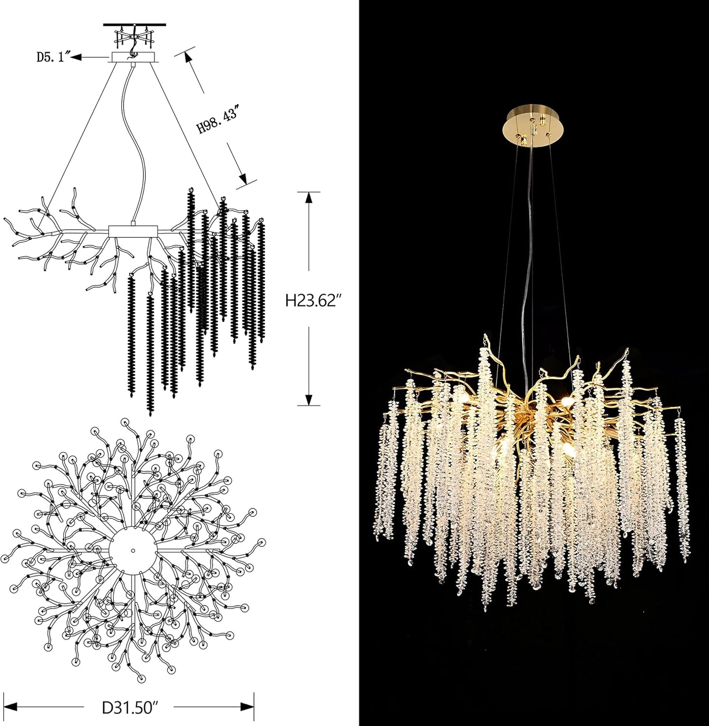 Majestic Layered Crystal Chandelier – Grand C‑Series