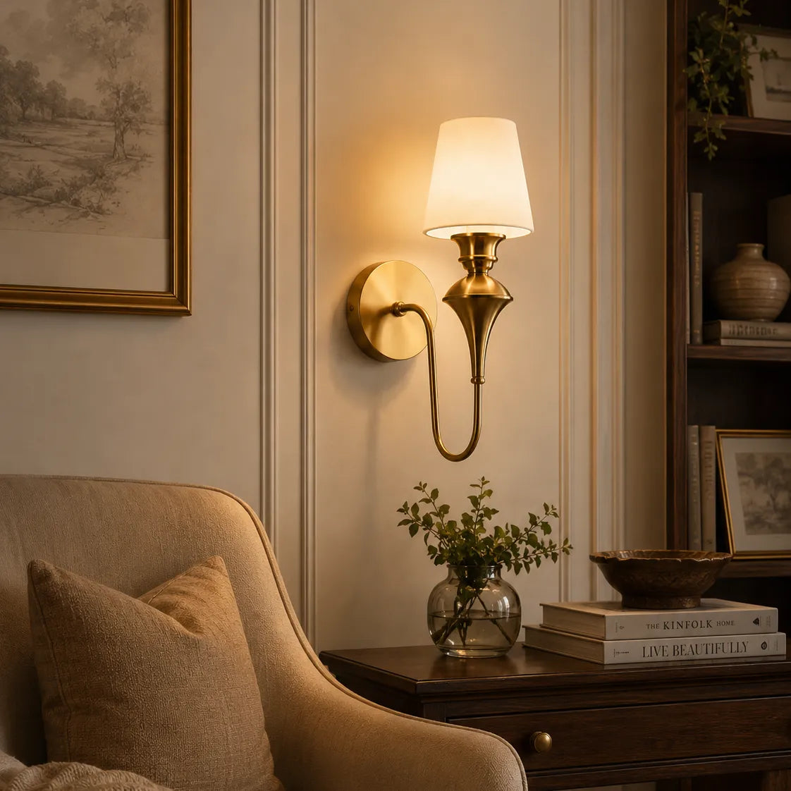 B&B Single Glass Wall Sconce Light Traditonal - Bliss and Birch