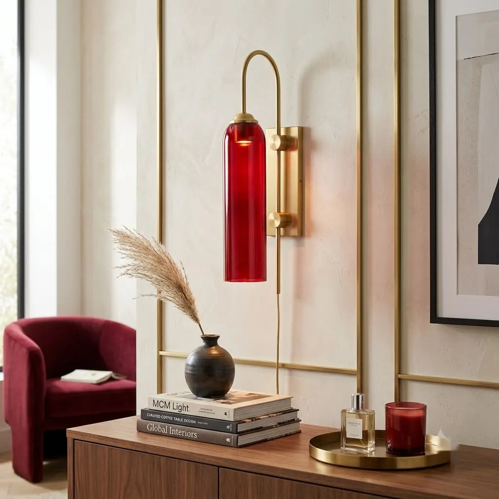 Tall Designer Glass Tube Wall Sconce (Pack of 2)