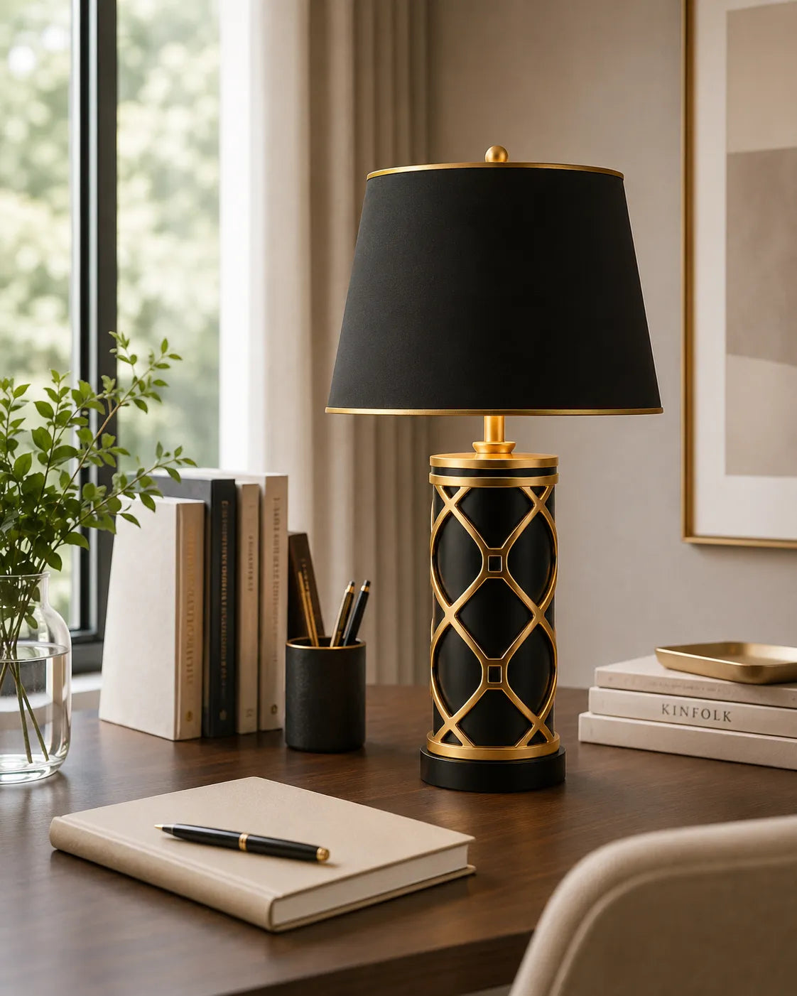 B&B Black Gold Halo Table Lamp - Bliss and Birch
