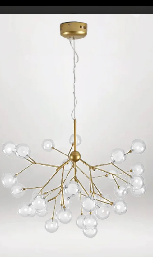 B&B Hand Blown Clear & Frosted Glass Chandelier