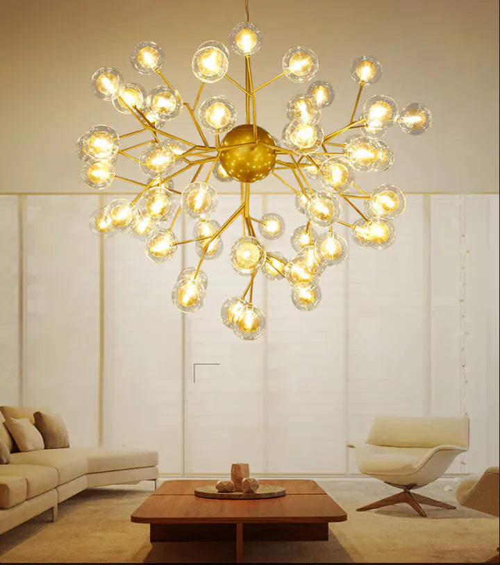 Hand‑Blown Clear & Frosted Glass Chandelier – 36‑Light Elegance