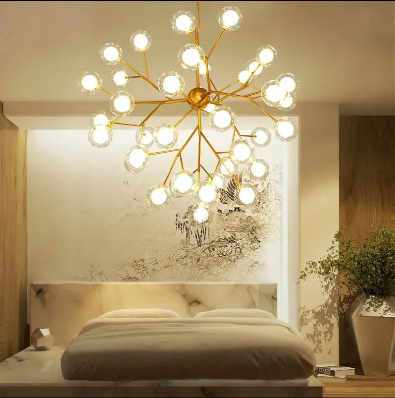 Hand‑Blown Clear & Frosted Glass Chandelier – 36‑Light Elegance