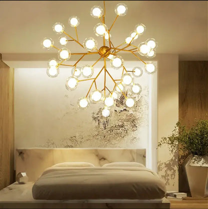 Hand‑Blown Clear & Frosted Glass Chandelier – 36‑Light Elegance