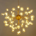 Clear bubble branch chandelier illuminated view