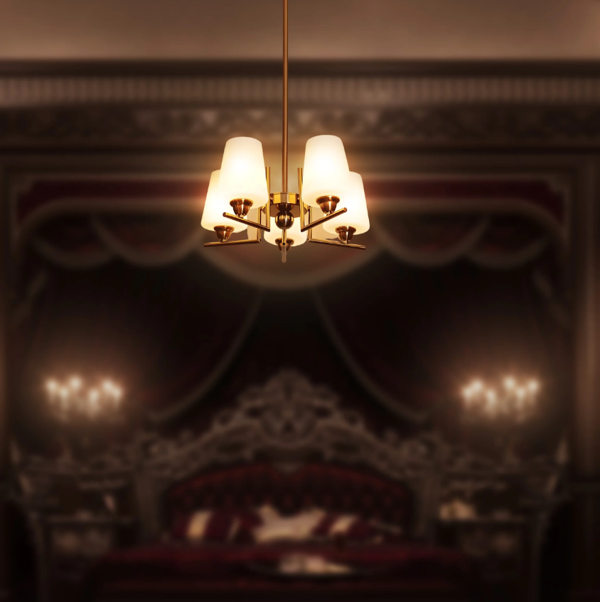 5 Lamp Gold Chandelier