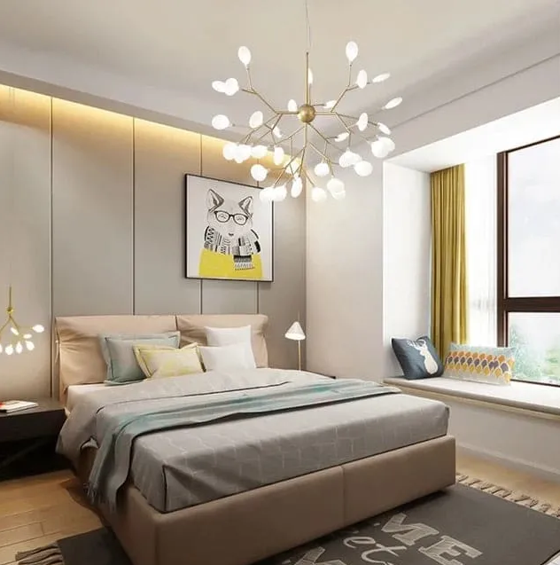 B&B Firefly Gold Frosted Chandelier