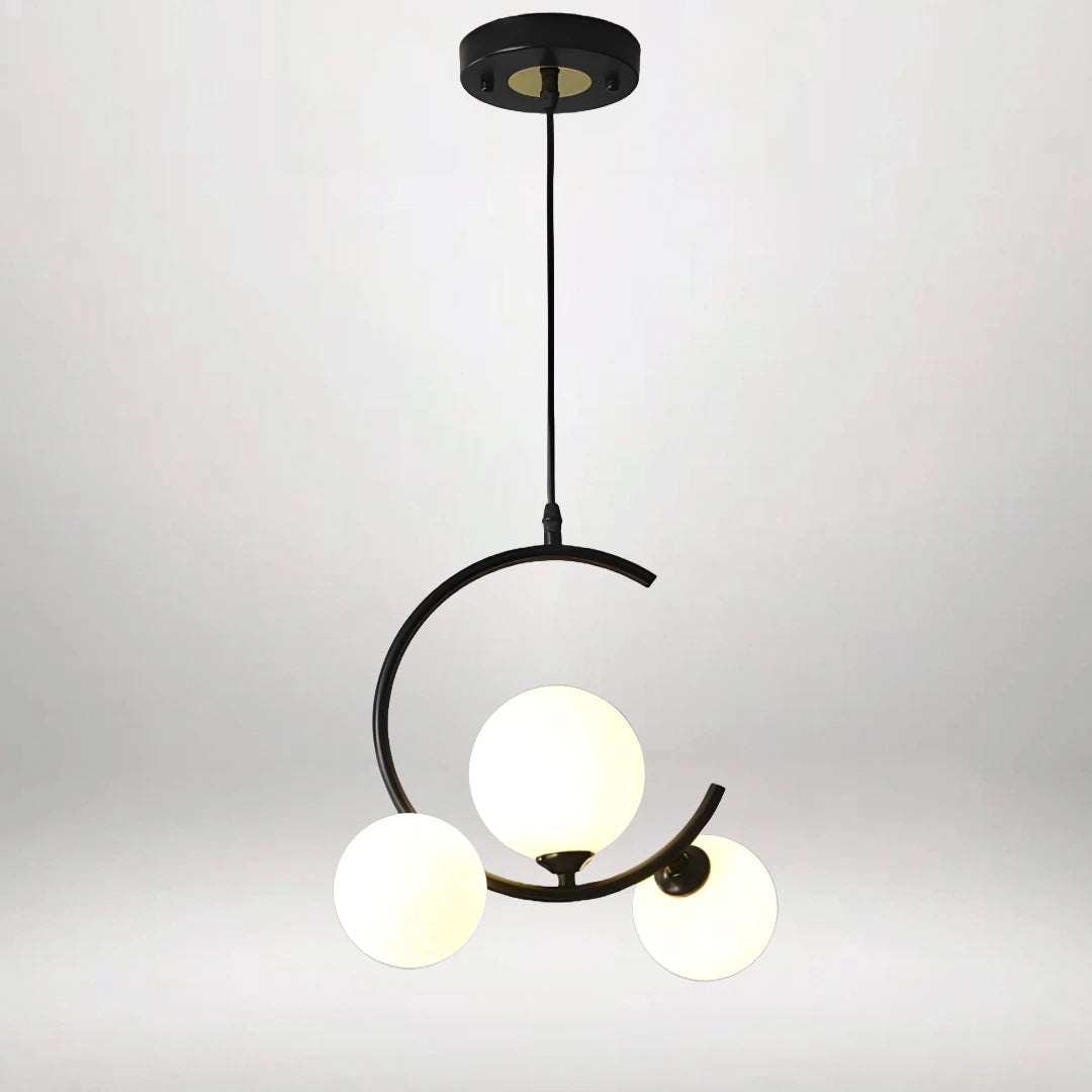 B&B 3-Light Globe Chandelier Hanging Light with White Glass