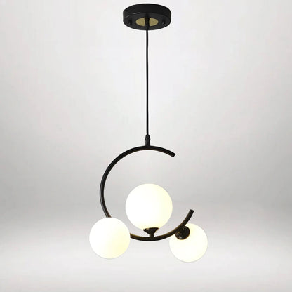 B&B 3-Light Globe Chandelier Hanging Light with White Glass - Bliss and Birch