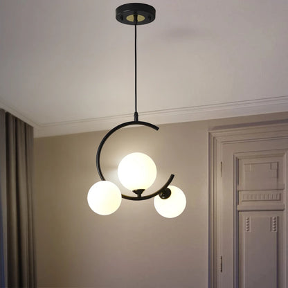 B&B 3-Light Globe Chandelier Hanging Light with White Glass - Bliss and Birch