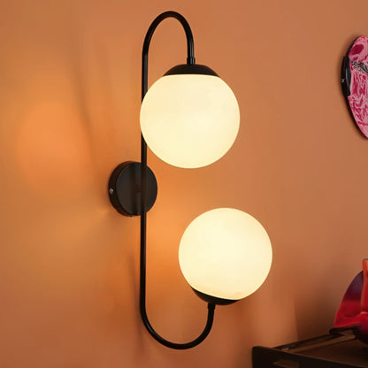 B&B S-Shape Dual Globe Glass Metal Wall Lamp (Black Edition) - Bliss and Birch
