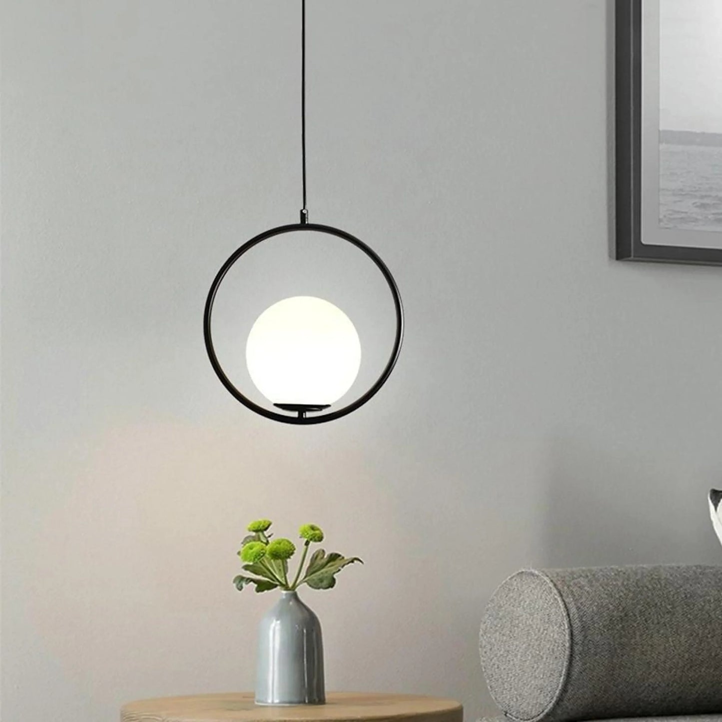 B&B Spherical Metal & Glass Hanging Light