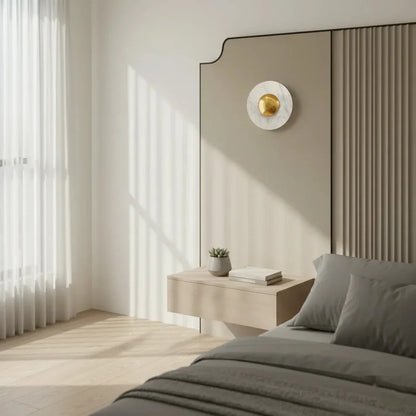 B&B Aura Round Brass Marble Wall Sconce | Luxury Modern Wall Light
